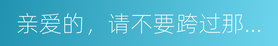 亲爱的，请不要跨过那条江的同义词