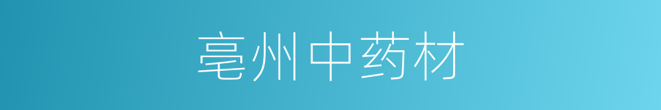 亳州中药材的同义词