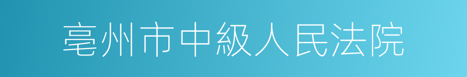 亳州市中級人民法院的意思