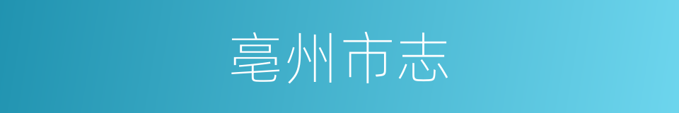 亳州市志的同义词