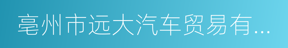亳州市远大汽车贸易有限责任公司的同义词