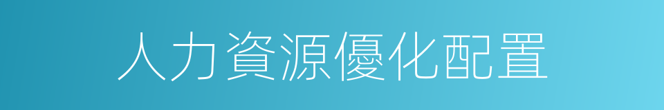 人力資源優化配置的同義詞