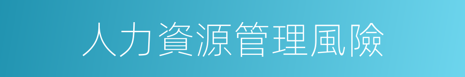 人力資源管理風險的同義詞