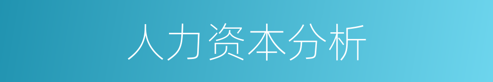 人力资本分析的同义词