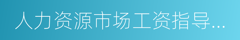 人力资源市场工资指导价位的同义词