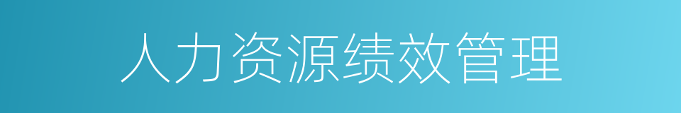 人力资源绩效管理的同义词