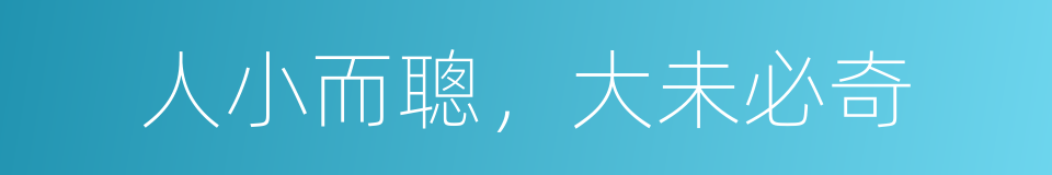 人小而聰，大未必奇的意思