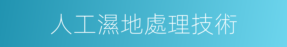 人工濕地處理技術的同義詞
