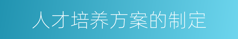 人才培养方案的制定的同义词