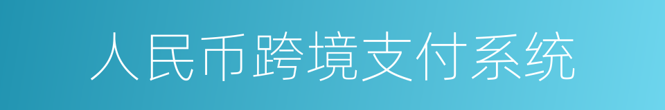 人民币跨境支付系统的同义词