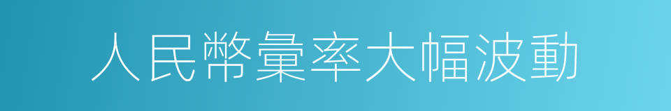 人民幣彙率大幅波動的同義詞