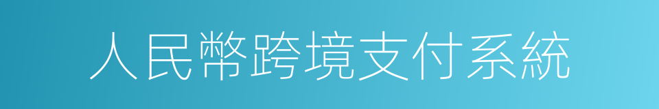 人民幣跨境支付系統的同義詞