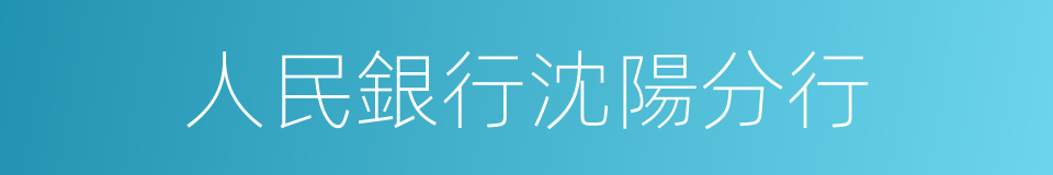 人民銀行沈陽分行的同義詞