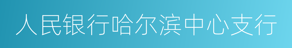 人民银行哈尔滨中心支行的同义词