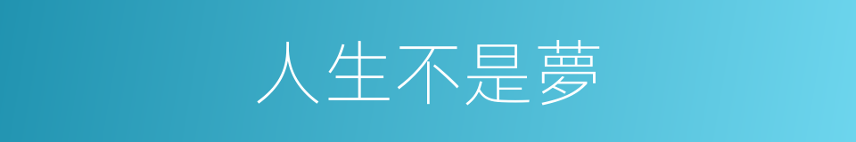 人生不是夢的同義詞