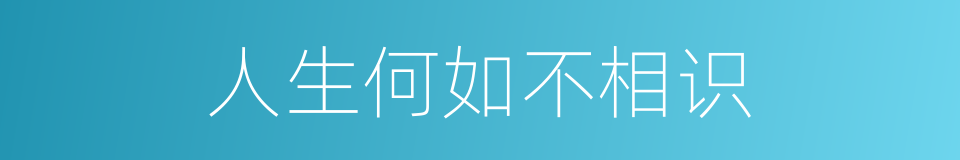 人生何如不相识的同义词