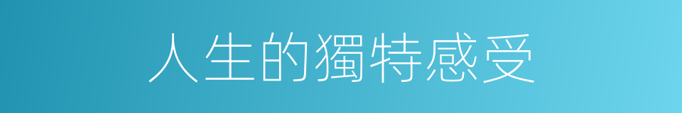 人生的獨特感受的同義詞