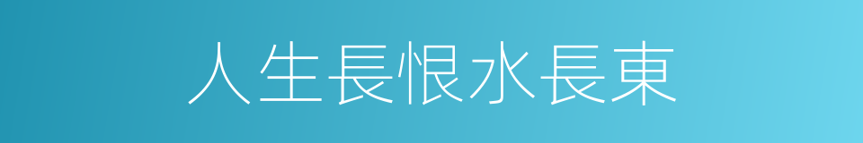 人生長恨水長東的同義詞