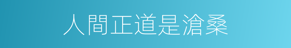 人間正道是滄桑的意思