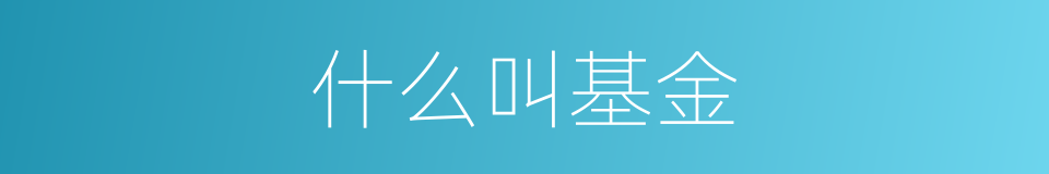 什么叫基金的意思