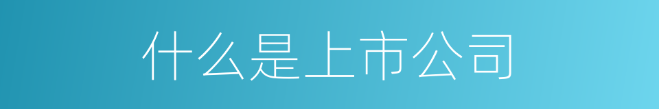 什么是上市公司的意思