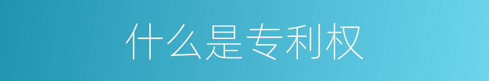 什么是专利权的意思