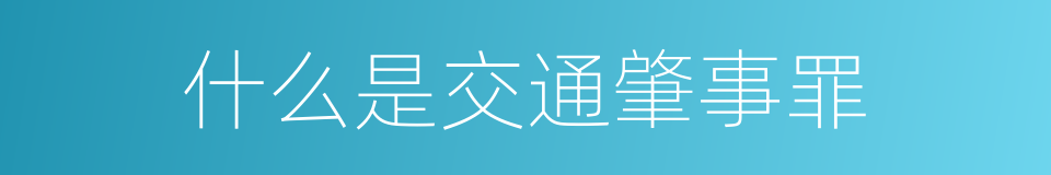 什么是交通肇事罪的同义词