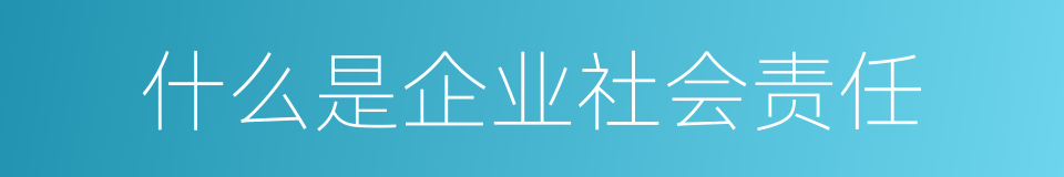 什么是企业社会责任的同义词