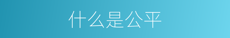 什么是公平的意思