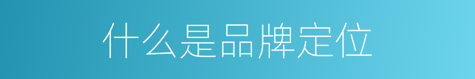 什么是品牌定位的同义词