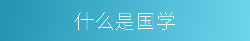什么是国学的意思
