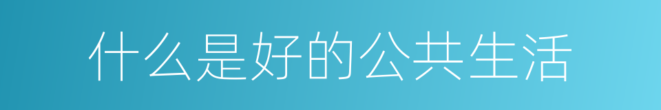 什么是好的公共生活的同义词