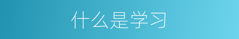 什么是学习的意思