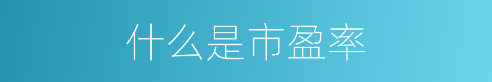 什么是市盈率的同义词