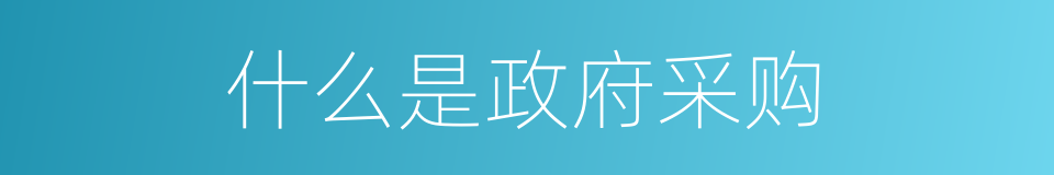 什么是政府采购的意思