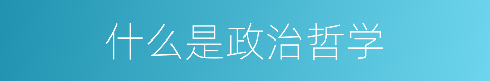 什么是政治哲学的同义词