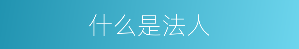 什么是法人的意思