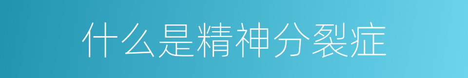 什么是精神分裂症的意思