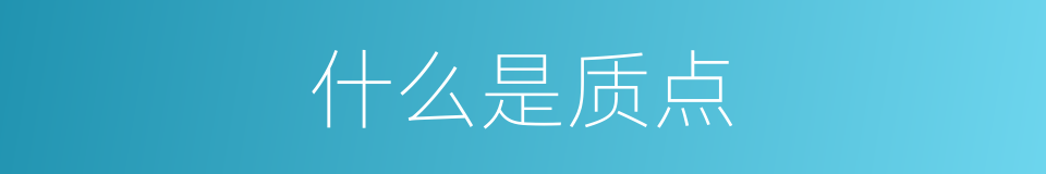 什么是质点的意思