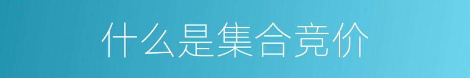 什么是集合竞价的同义词