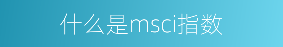 什么是msci指数的同义词