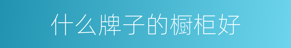什么牌子的橱柜好的同义词