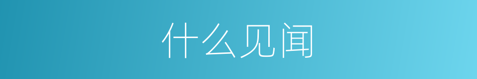 什么见闻的意思