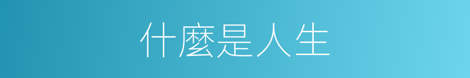 什麼是人生的意思