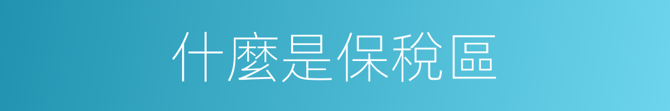 什麼是保稅區的意思