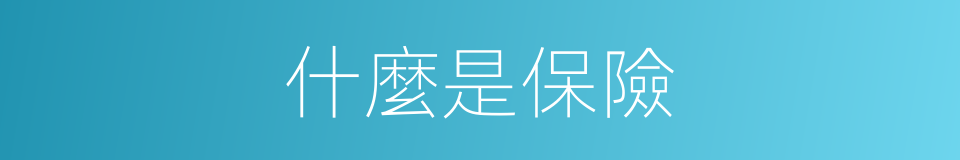 什麼是保險的意思