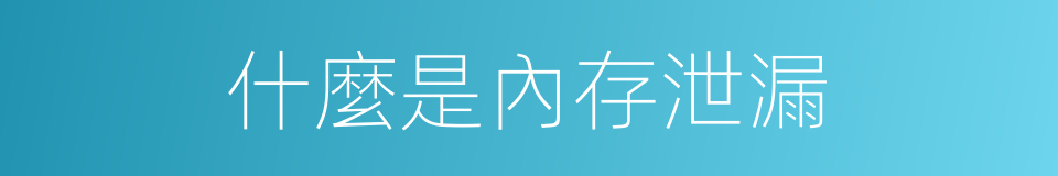 什麼是內存泄漏的同義詞