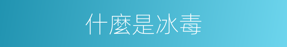 什麼是冰毒的意思