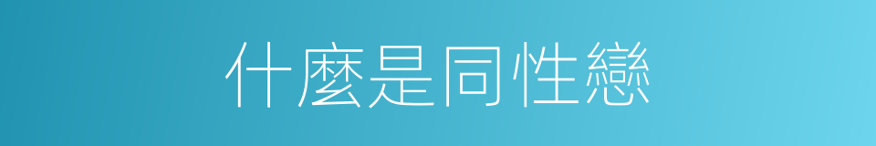 什麼是同性戀的意思