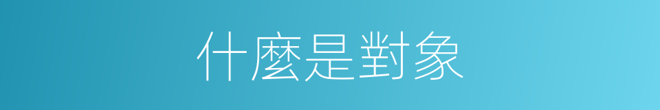 什麼是對象的意思